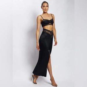 NWOT MESHKI CAITY Lace Insert Maxi Skirt - Black